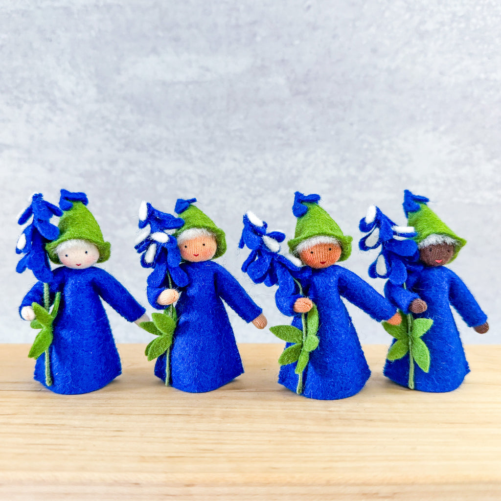 Bluebonnet Fairy - 3" Doll - Holding A Flower - Ambrosius Flower Fairies
