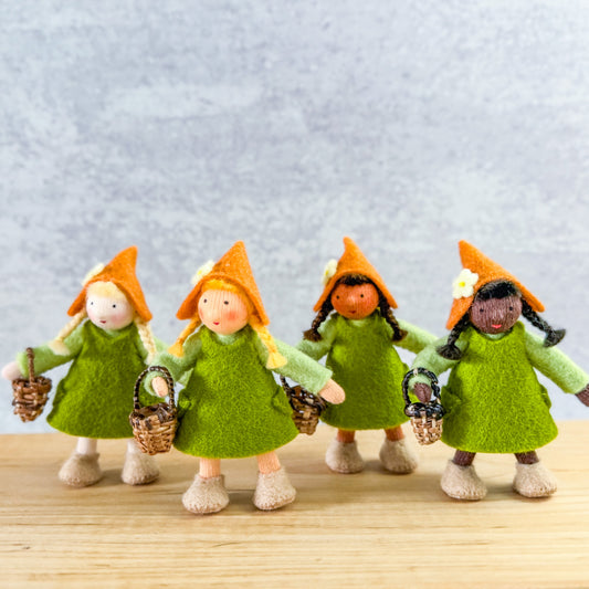 Garden Gnome Girl With Basket - 3.5" Doll - Ambrosius Flower Fairies
