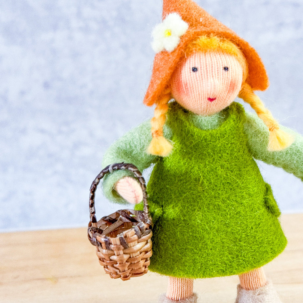 Garden Gnome Girl With Basket - 3.5" Doll - Ambrosius Flower Fairies
