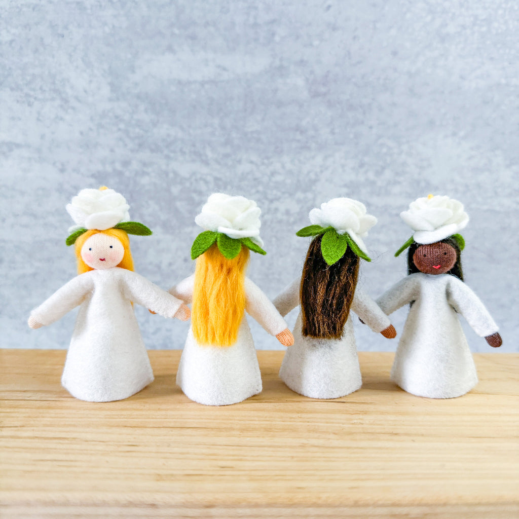 White Rose Fairy - 3" Doll - Flower Hat - Ambrosius Flower Fairies
